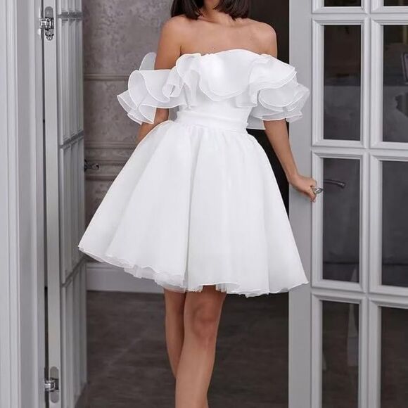 Plus size Fuchsia Ruffle Off the Shoulder Dress - Picture 6 of 7